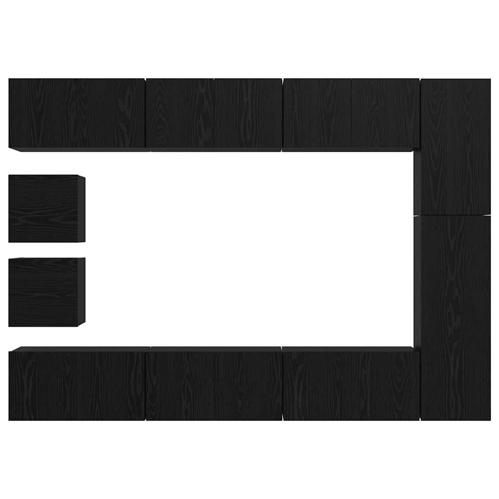 vidaXL TV Cabinet Set Wall-mounted 10 pcs Black Oak Engineered Wood