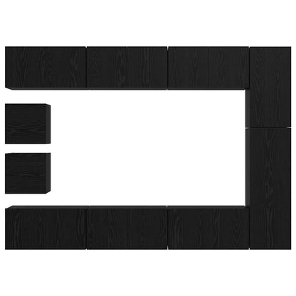 vidaXL TV Cabinet Set Wall-mounted 10 pcs Black Oak Engineered Wood