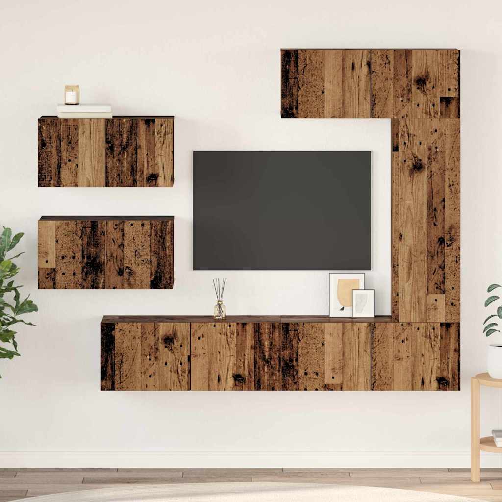 vidaXL TV Cabinet Set Wall-mounted 6 pcs Old Wood Engineered Wood