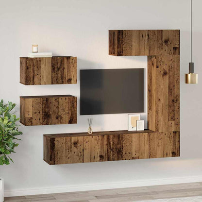 vidaXL TV Cabinet Set Wall-mounted 6 pcs Old Wood Engineered Wood