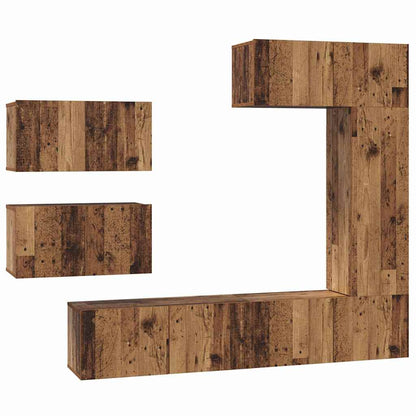 vidaXL TV Cabinet Set Wall-mounted 6 pcs Old Wood Engineered Wood