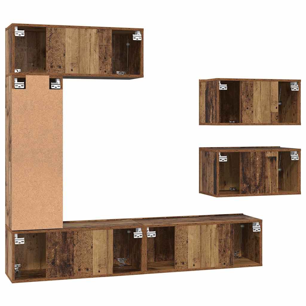 vidaXL TV Cabinet Set Wall-mounted 6 pcs Old Wood Engineered Wood