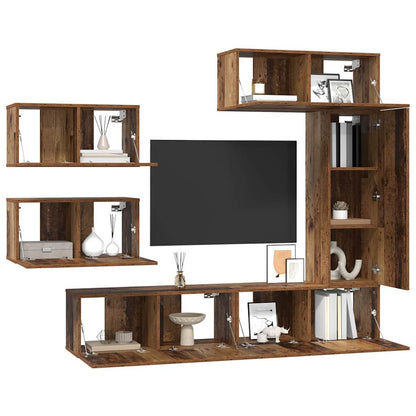vidaXL TV Cabinet Set Wall-mounted 6 pcs Old Wood Engineered Wood