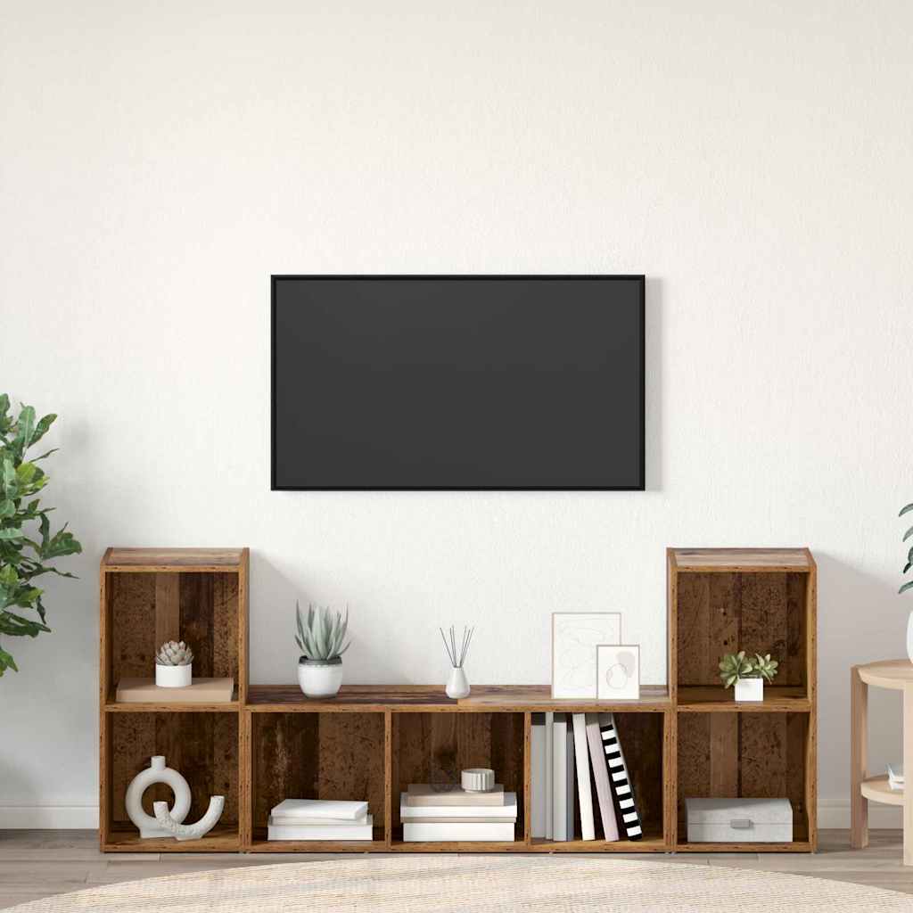 vidaXL TV Cabinet Set Wall-mounted 3 pcs Brown Engineered Wood