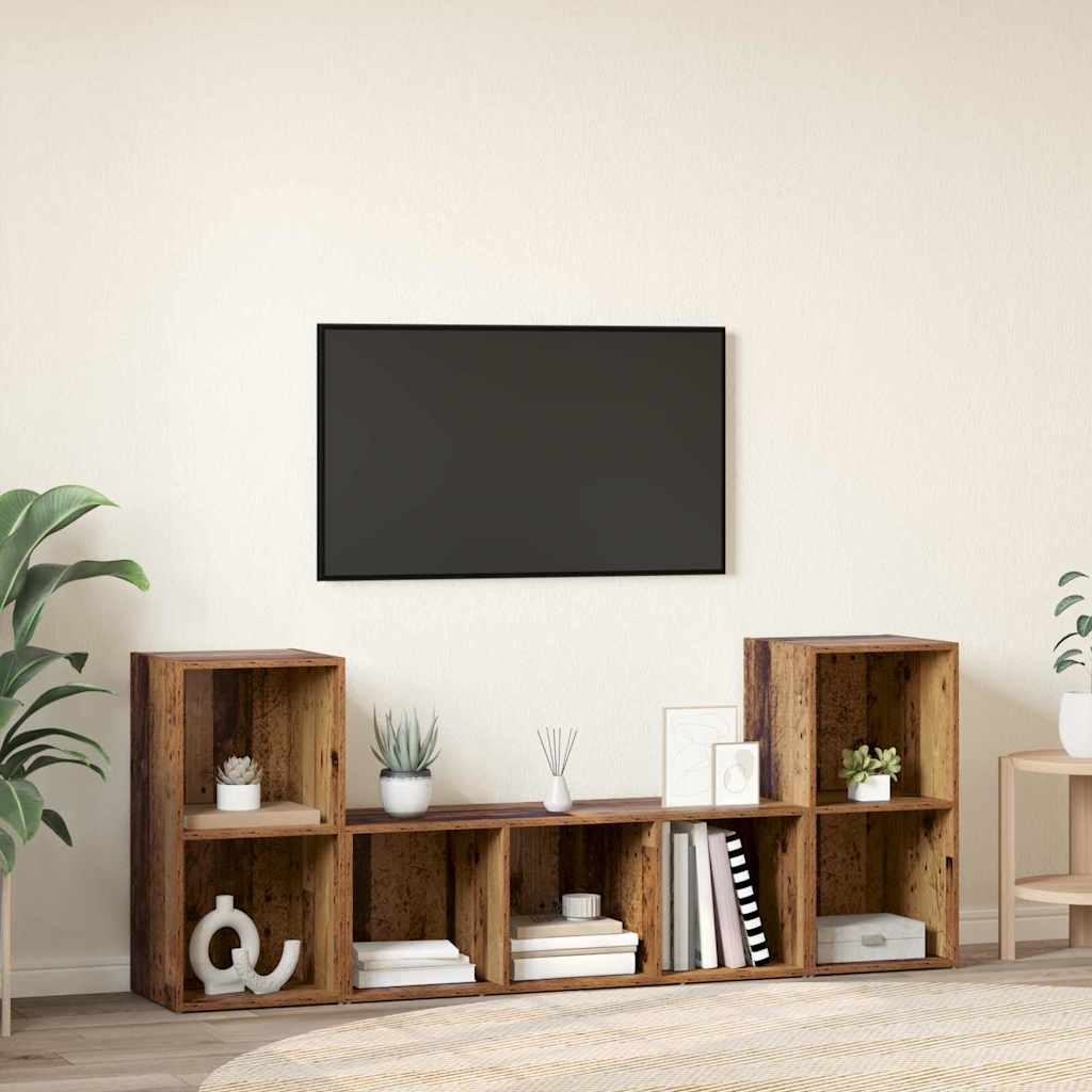 vidaXL TV Cabinet Set Wall-mounted 3 pcs Brown Engineered Wood
