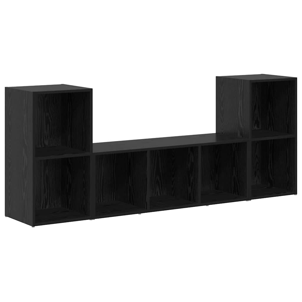 vidaXL TV Cabinet Set Wall-mounted 3 pcs Black Engineered Wood