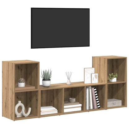 vidaXL TV Cabinet Set 3 pcs Brown Engineered Wood