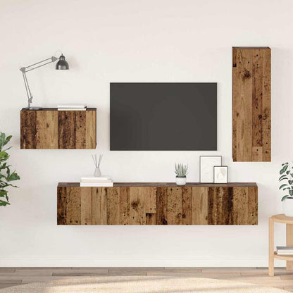 vidaXL TV Cabinet Set with Drawer 4 pcs Old Wood Engineered Wood