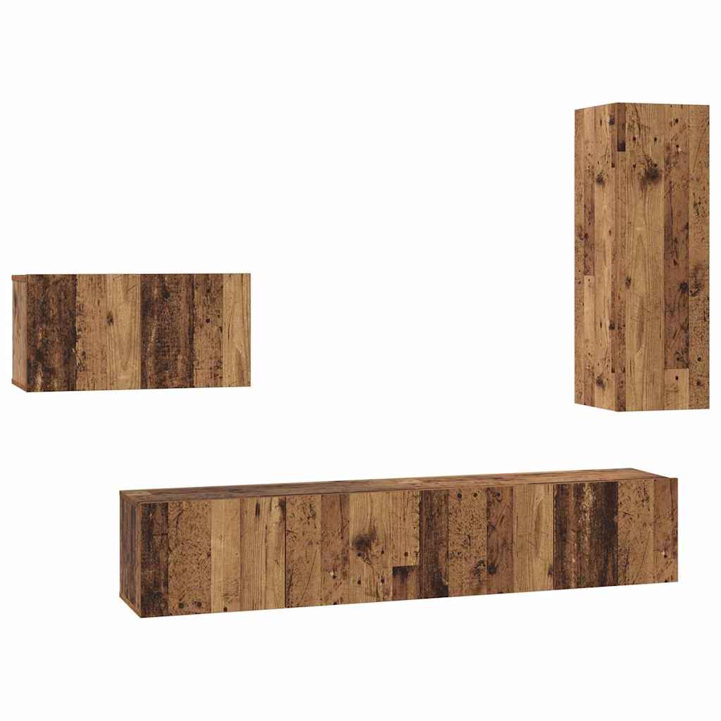 vidaXL TV Cabinet Set with Drawer 4 pcs Old Wood Engineered Wood