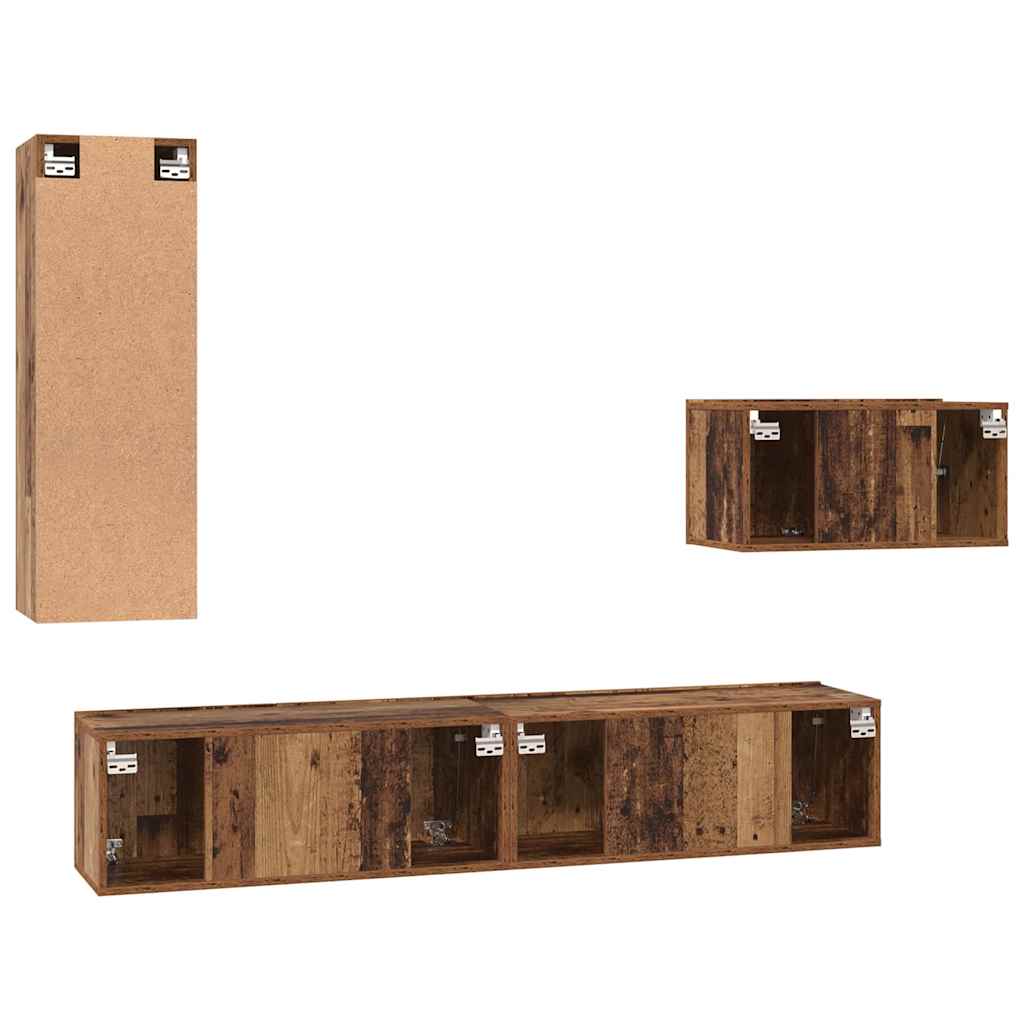 vidaXL TV Cabinet Set with Drawer 4 pcs Old Wood Engineered Wood