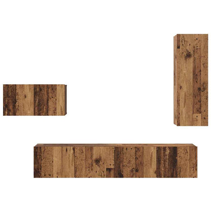 vidaXL TV Cabinet Set with Drawer 4 pcs Old Wood Engineered Wood