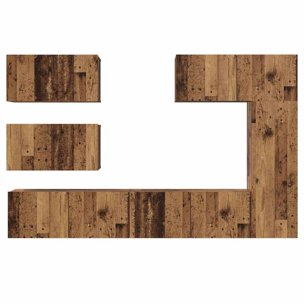 vidaXL TV Cabinet Set Wall-mounted 6 pcs Old Wood Engineered Wood