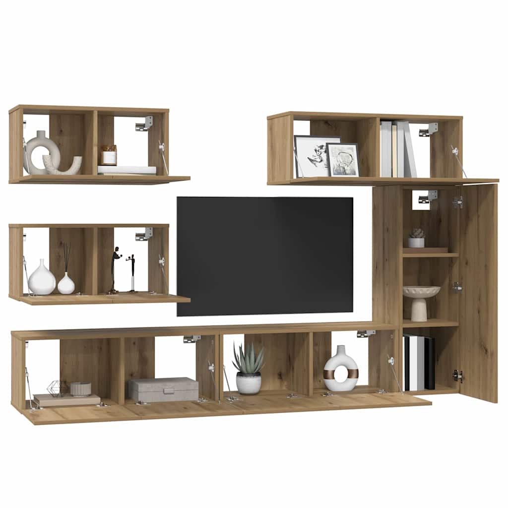 vidaXL TV Cabinet Set 6 pcs Artisan Oak Engineered Wood