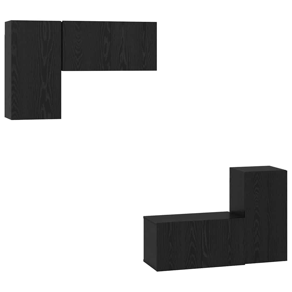 vidaXL TV Cabinet Set Wall-mounted Black Oak Engineered Wood