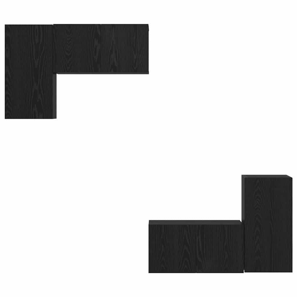 vidaXL TV Cabinet Set Wall-mounted Black Oak Engineered Wood