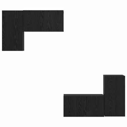 vidaXL TV Cabinet Set Wall-mounted Black Oak Engineered Wood