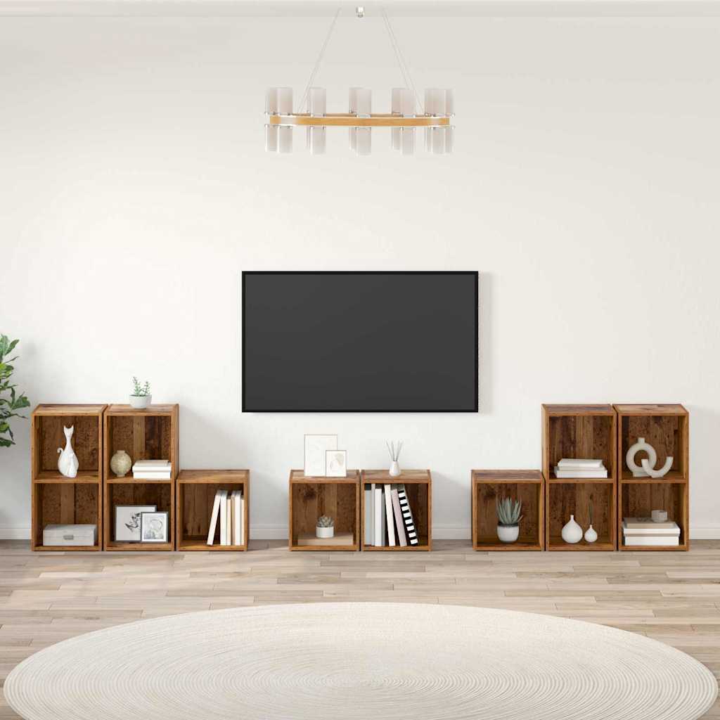 vidaXL TV Cabinet Set Wall-mounted 8 pcs Old Wood Engineered Wood