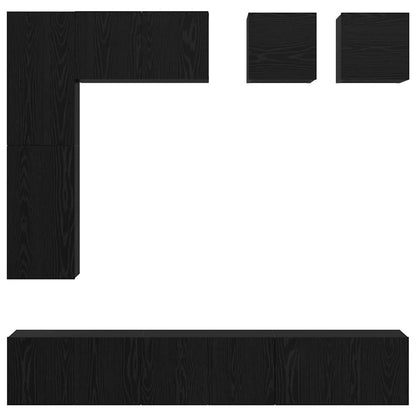 vidaXL TV Cabinet Set Wall-mounted 8 pcs Black Oak Engineered Wood
