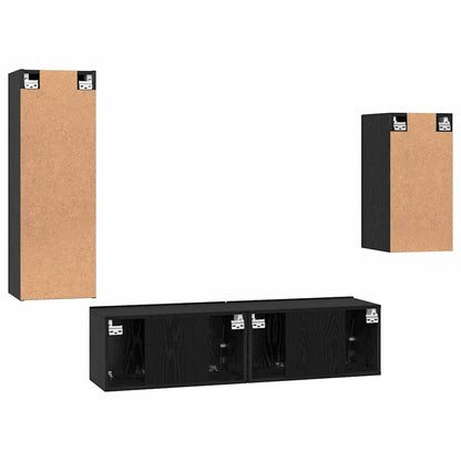 vidaXL TV Cabinet Set Wall-mounted 4 pcs Black Oak Engineered Wood