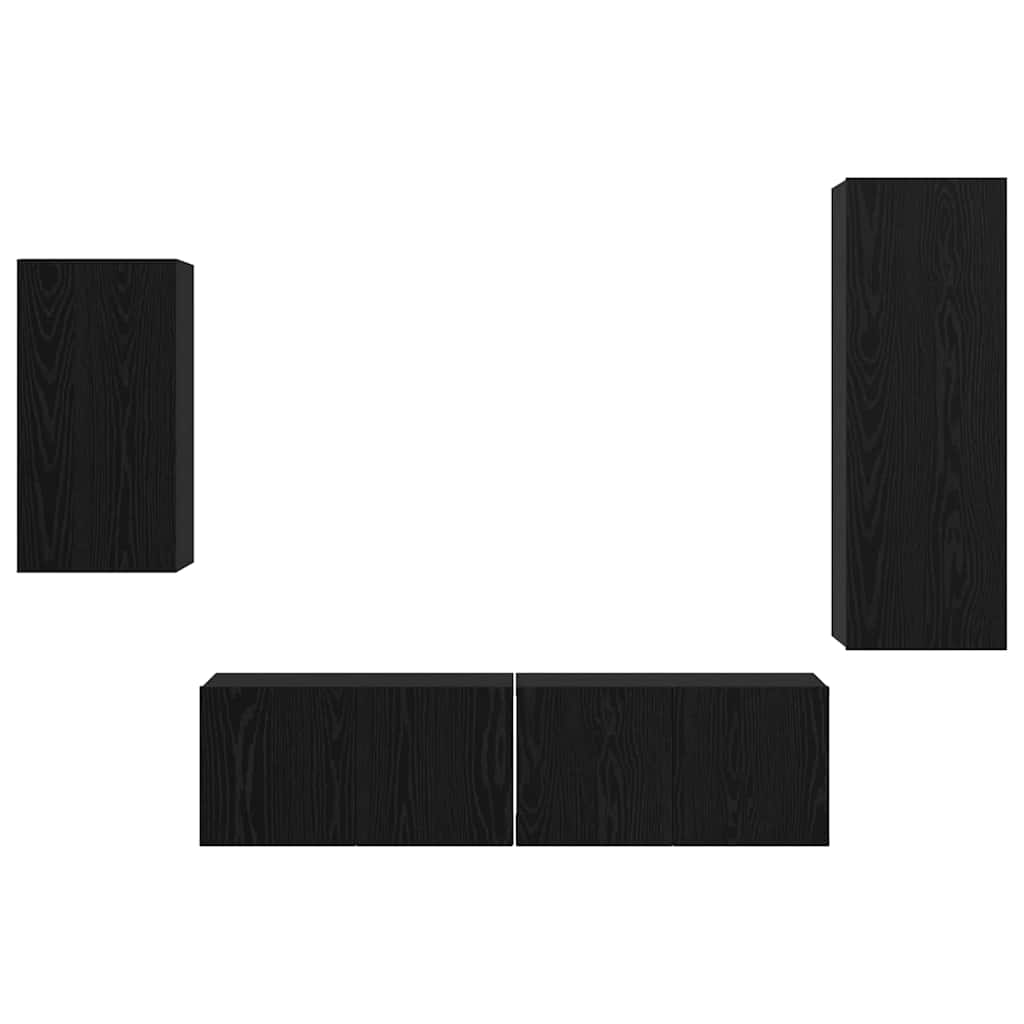vidaXL TV Cabinet Set Wall-mounted 4 pcs Black Oak Engineered Wood