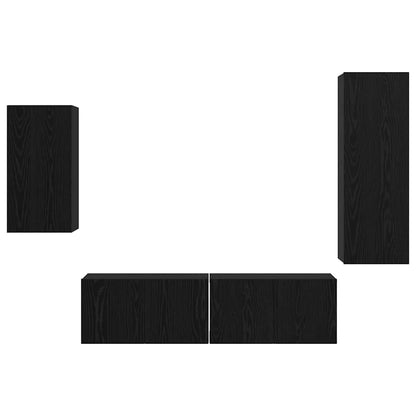 vidaXL TV Cabinet Set Wall-mounted 4 pcs Black Oak Engineered Wood