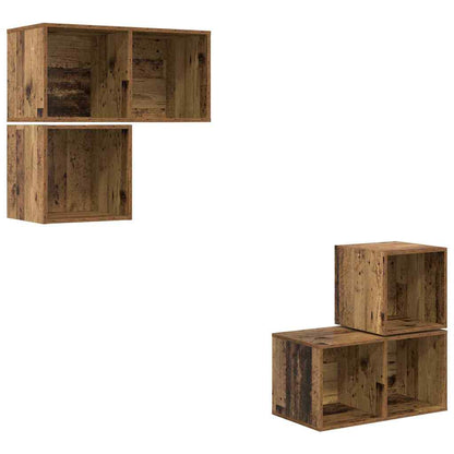 vidaXL TV Cabinet Set Wall-mounted 4 pcs Old Wood Engineered Wood