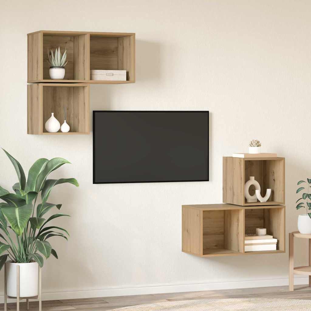 vidaXL TV Cabinet Set 4 pcs Artisan Oak Engineered Wood