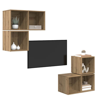 vidaXL TV Cabinet Set 4 pcs Artisan Oak Engineered Wood