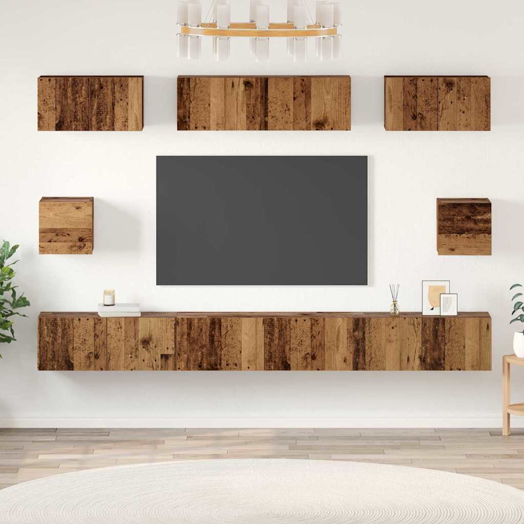vidaXL TV Cabinet Set Wall-mounted 8 pcs Old Wood Engineered Wood