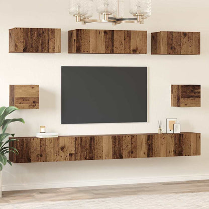 vidaXL TV Cabinet Set Wall-mounted 8 pcs Old Wood Engineered Wood