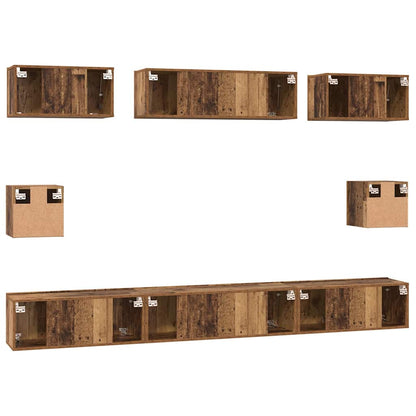 vidaXL TV Cabinet Set Wall-mounted 8 pcs Old Wood Engineered Wood