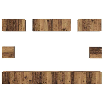vidaXL TV Cabinet Set Wall-mounted 8 pcs Old Wood Engineered Wood