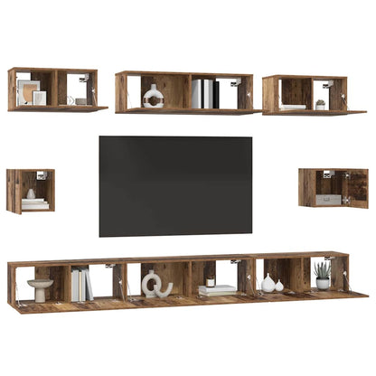 vidaXL TV Cabinet Set Wall-mounted 8 pcs Old Wood Engineered Wood