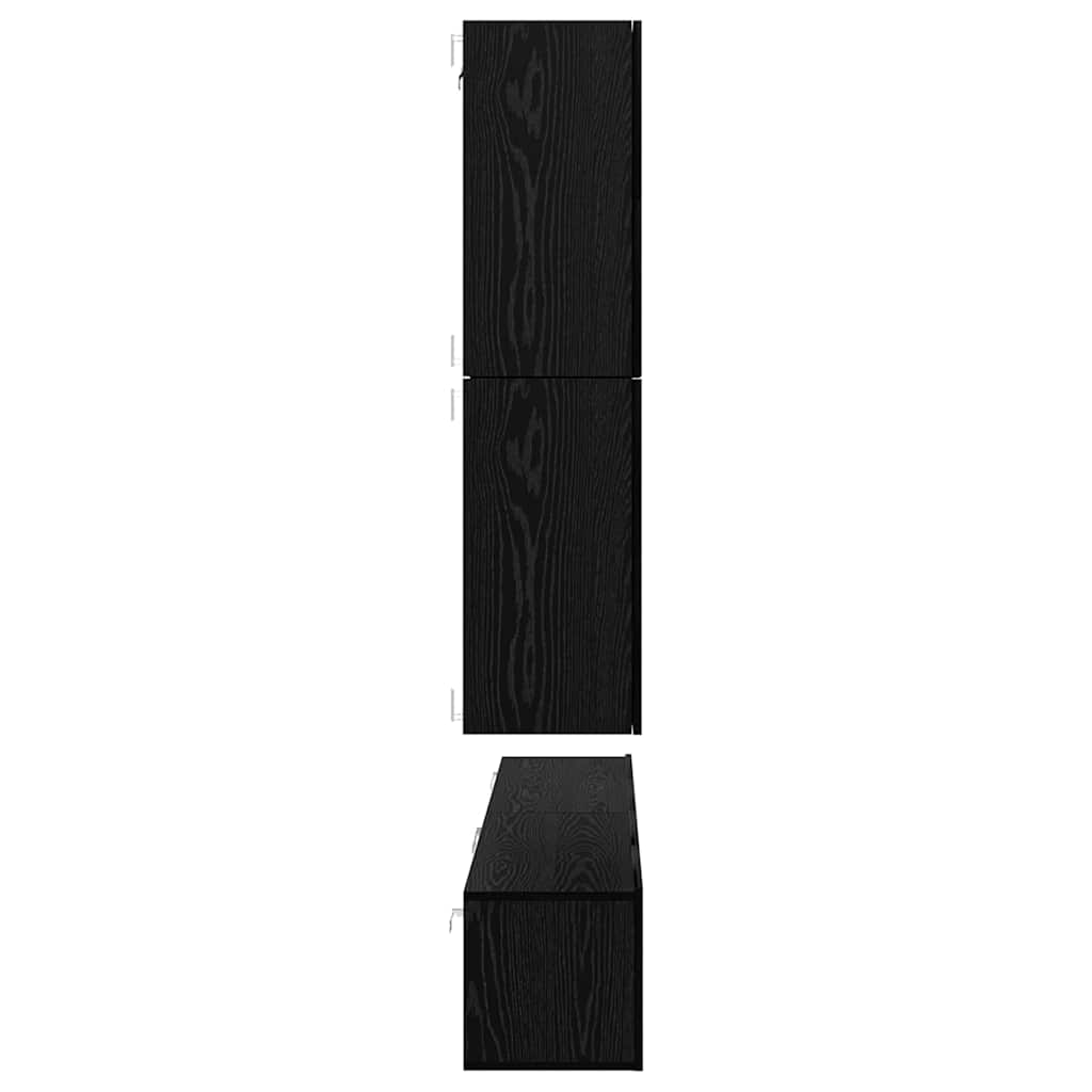 vidaXL TV Cabinet Set Wall-mounted 8 pcs Black Oak Engineered Wood