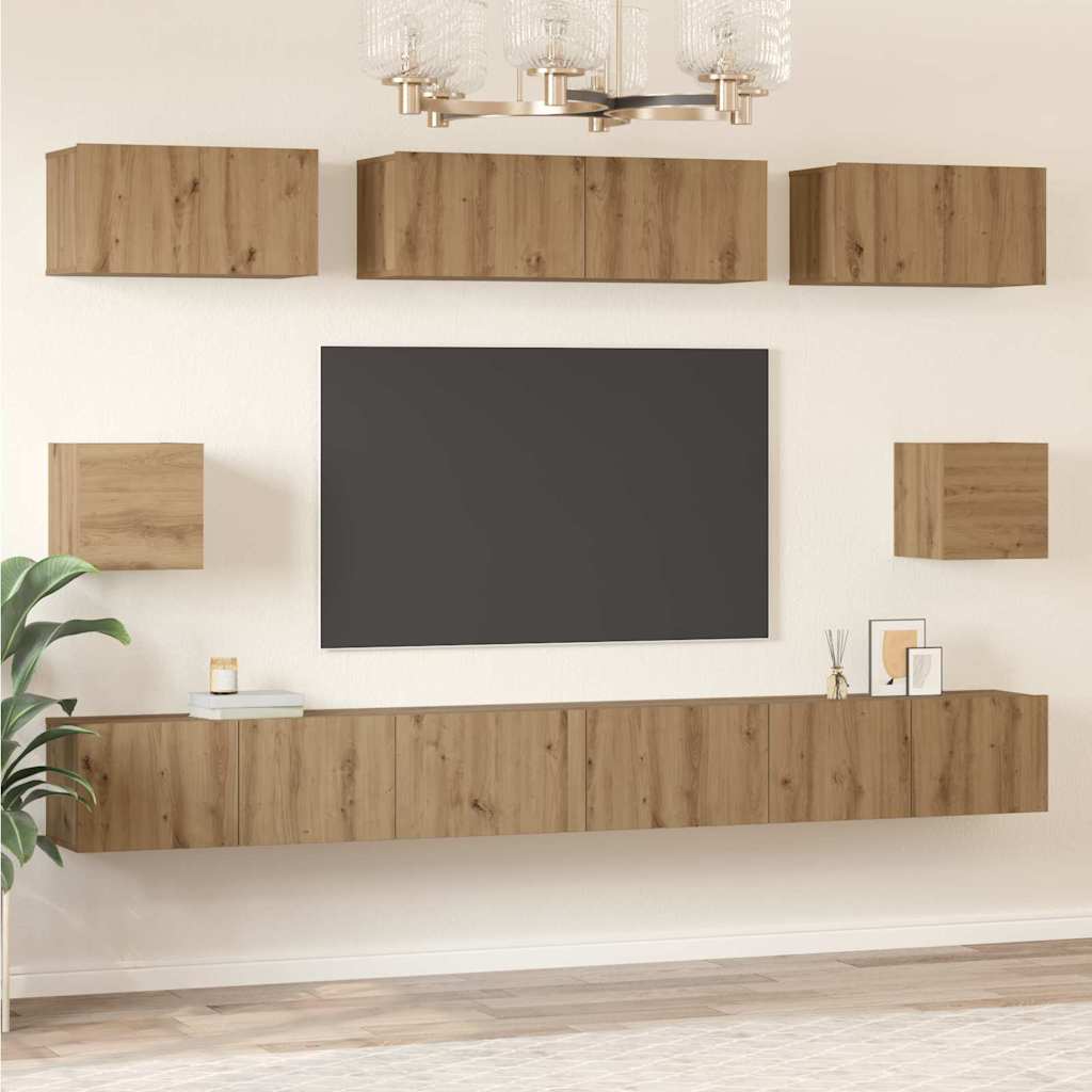vidaXL TV Cabinet Set 8 pcs Artisan Oak Engineered Wood