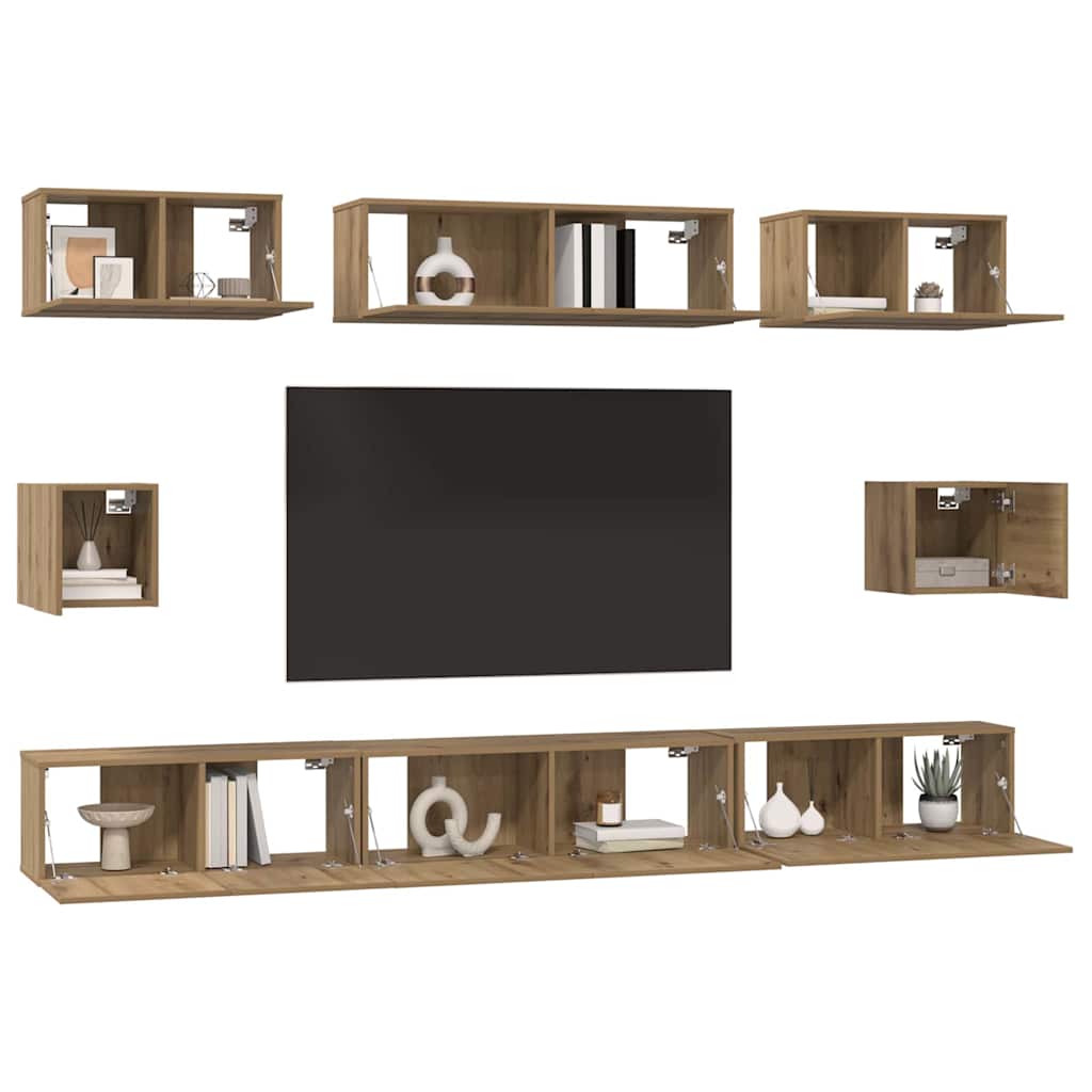vidaXL TV Cabinet Set 8 pcs Artisan Oak Engineered Wood