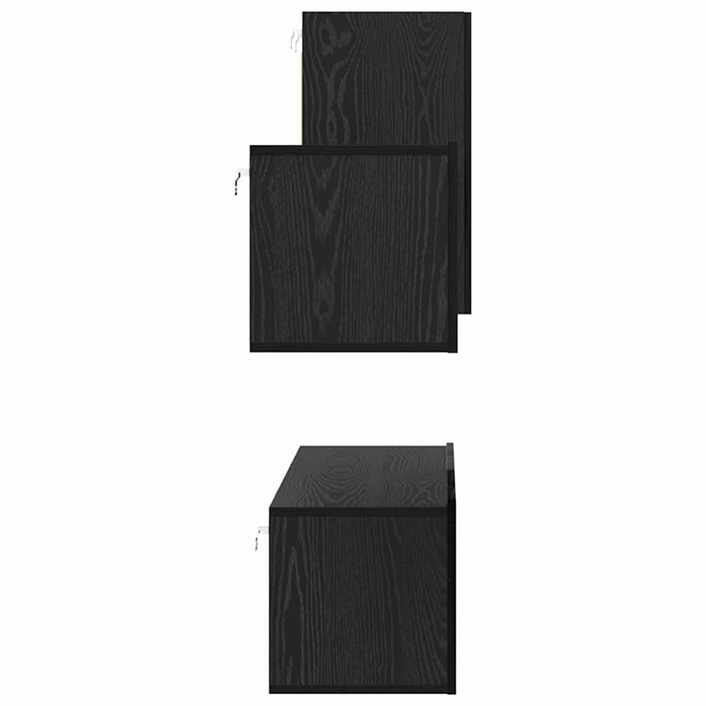 vidaXL TV Cabinet Set with Drawer Black Oak Engineered Wood