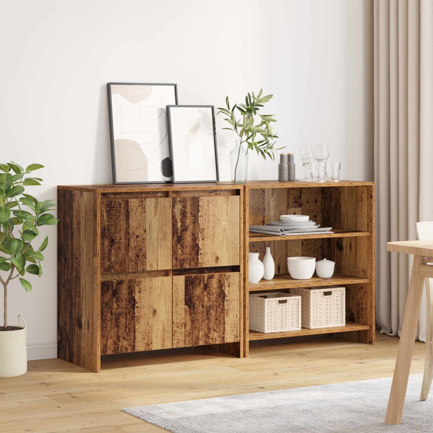 vidaXL Sideboard 2 pcs Old Wood 70 x 41 x 75 cm Engineered Wood