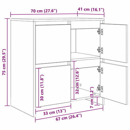 vidaXL Sideboard 2 pcs Old Wood 70 x 41 x 75 cm Engineered Wood