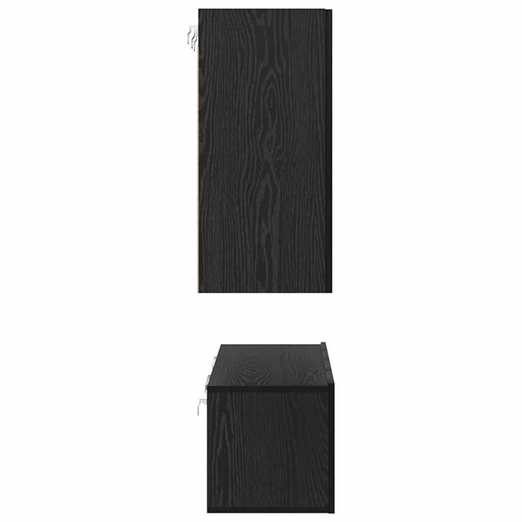 vidaXL TV Cabinet Set Wall-mounted Black Oak Engineered Wood