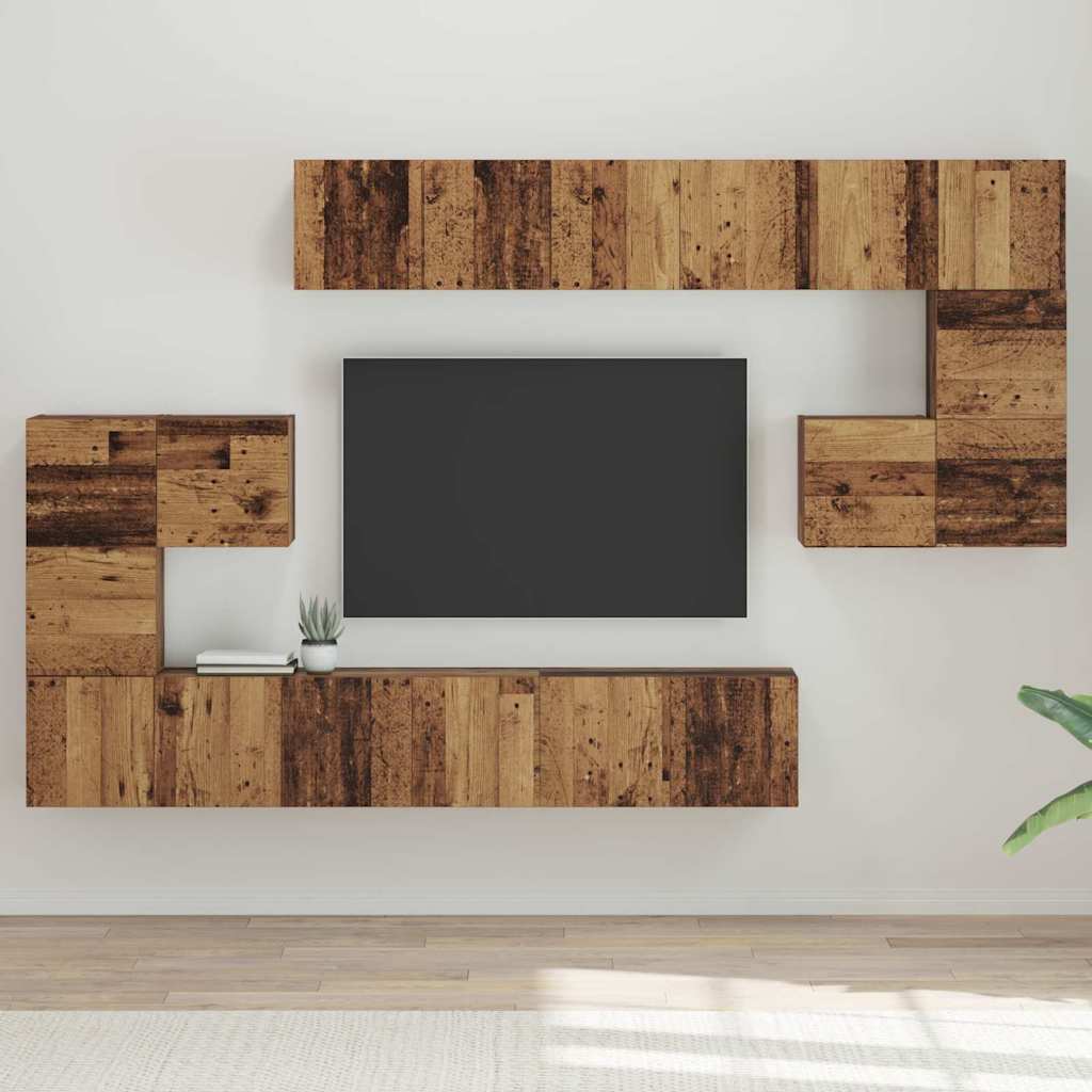vidaXL TV Cabinet Set Wall-mounted 10 pcs Old Wood Engineered Wood