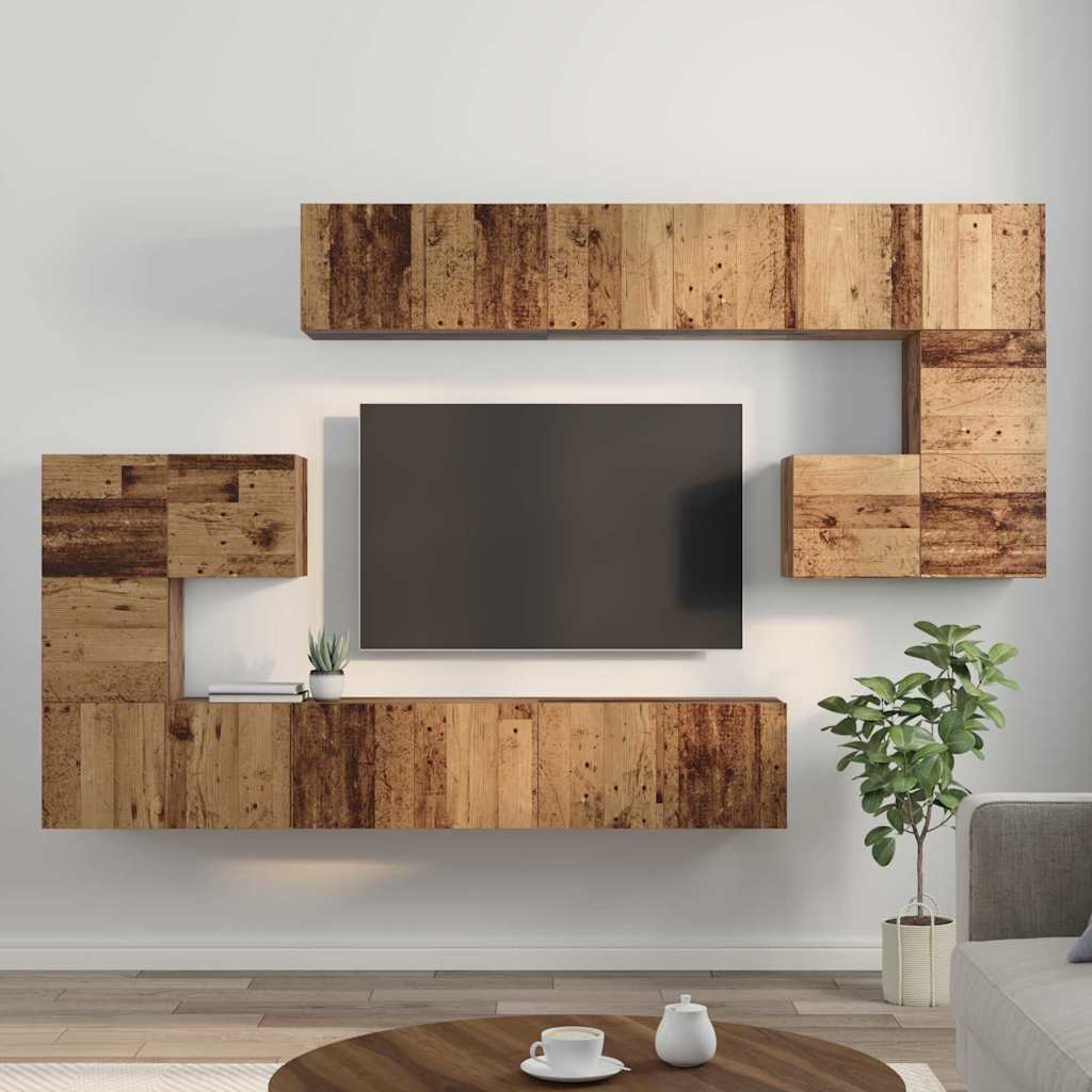 vidaXL TV Cabinet Set Wall-mounted 10 pcs Old Wood Engineered Wood