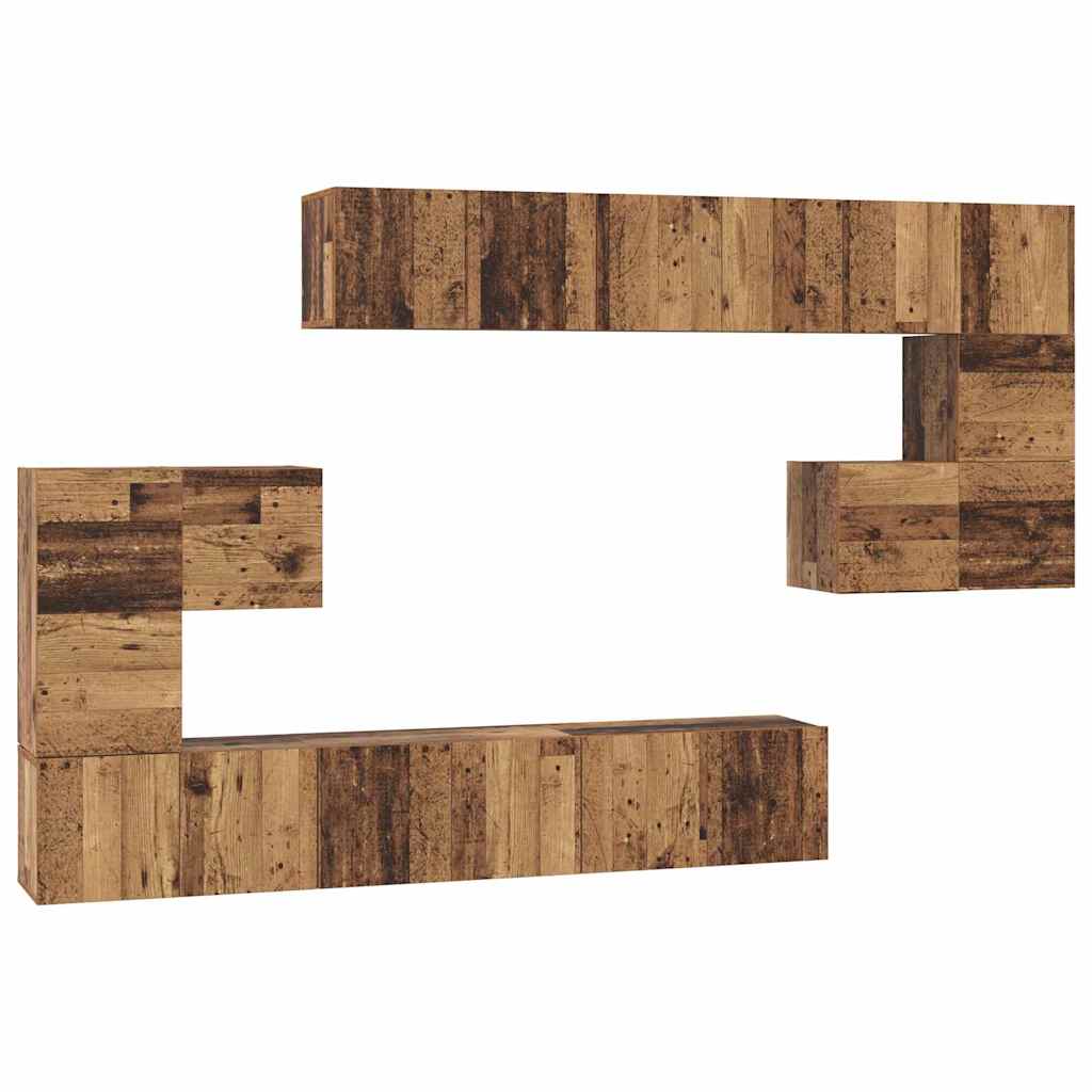 vidaXL TV Cabinet Set Wall-mounted 10 pcs Old Wood Engineered Wood