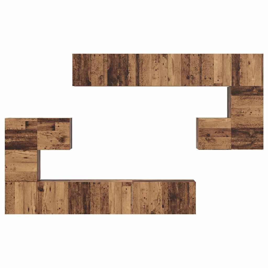 vidaXL TV Cabinet Set Wall-mounted 10 pcs Old Wood Engineered Wood
