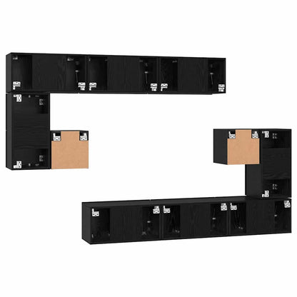 vidaXL TV Cabinet Set Wall-mounted 10 pcs Black Oak Engineered Wood