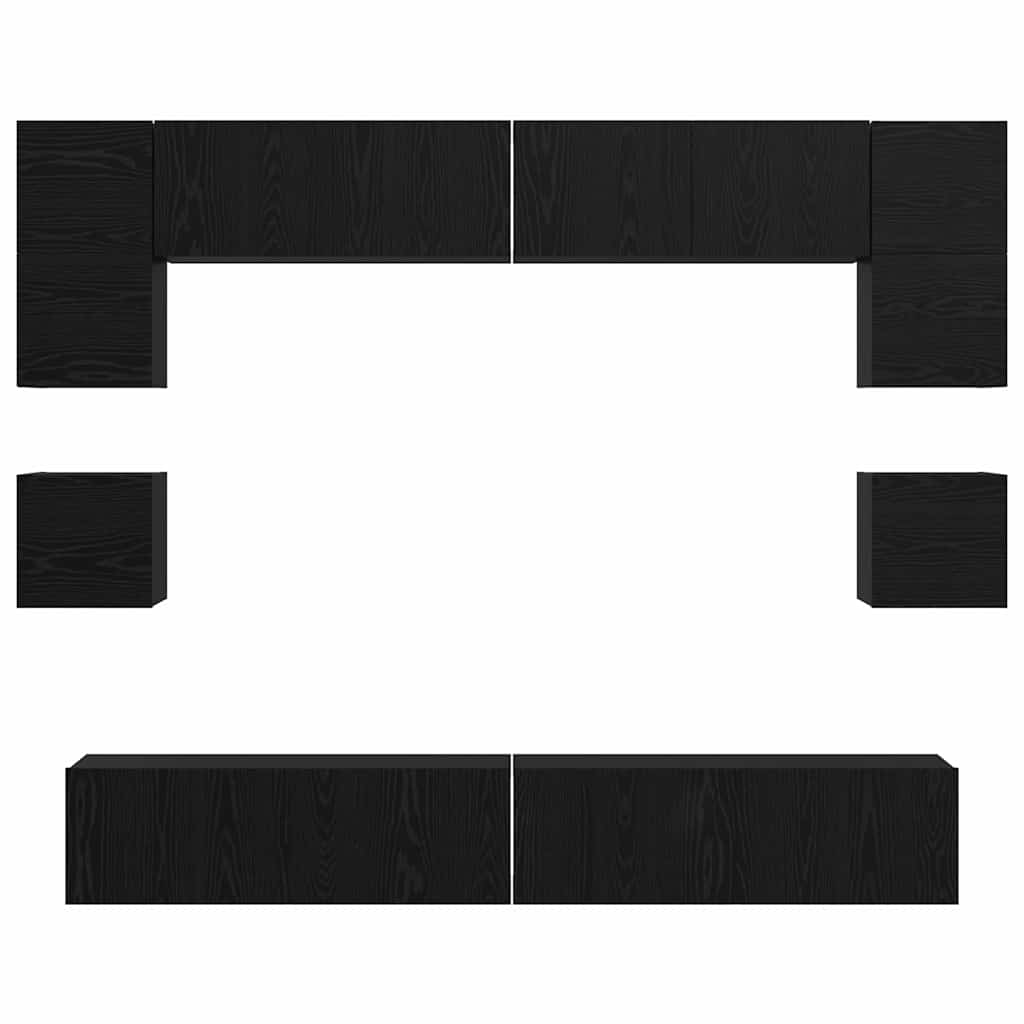 vidaXL TV Cabinet Set Wall-mounted 8 pcs Black Oak Engineered Wood