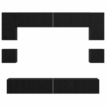 vidaXL TV Cabinet Set Wall-mounted 8 pcs Black Oak Engineered Wood