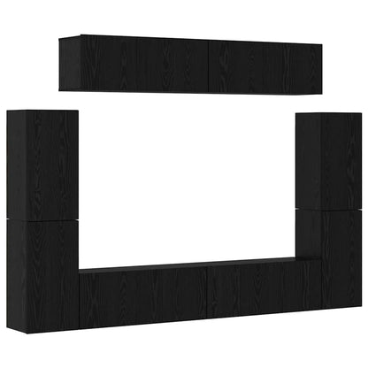 vidaXL TV Cabinet Set Wall-mounted 8 pcs Black oak Engineered wood