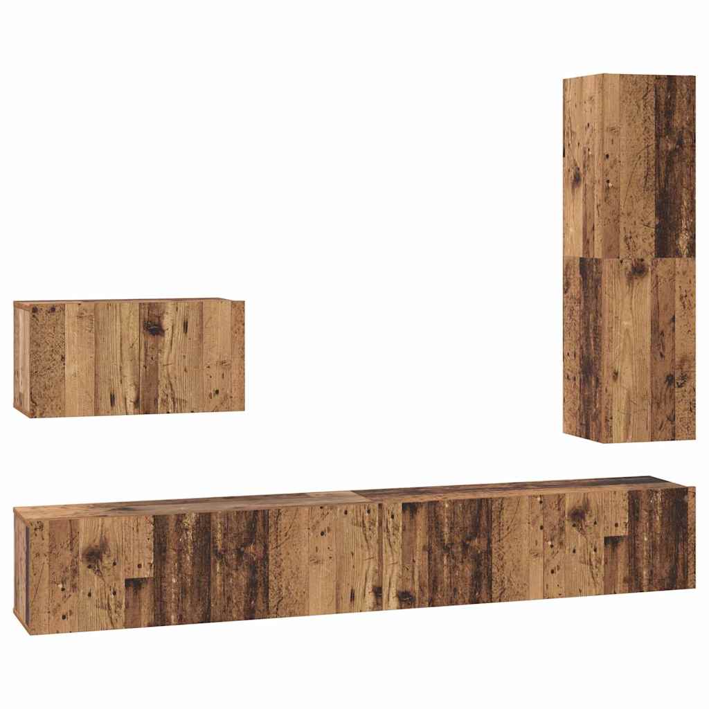 vidaXL TV Cabinet Set with Drawer 4 pcs Old Wood Engineered Wood