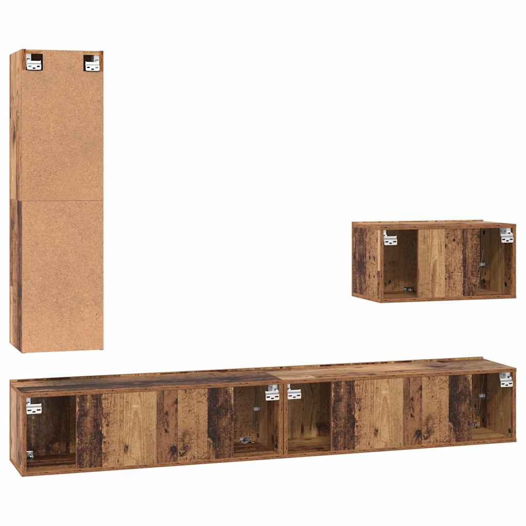 vidaXL TV Cabinet Set with Drawer 4 pcs Old Wood Engineered Wood